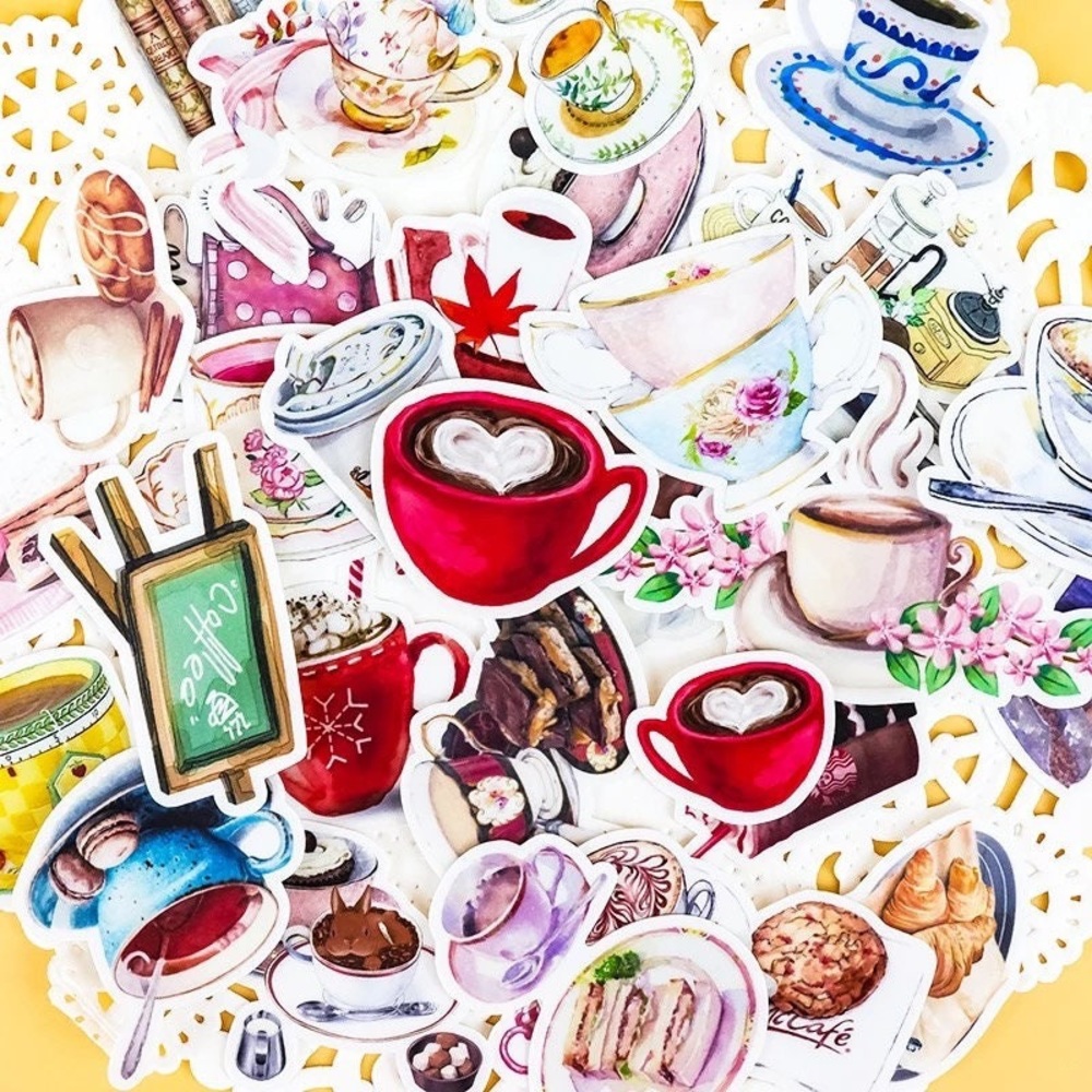 Coffee and Tea Cafe, Beautiful Tea Cups, 19 Deco Stickers - Picture 4 of 11